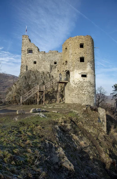 Ruinas Del Castillo Gótico Medieval Reviste Castillo Podzamcie Revistske Países — Foto de Stock