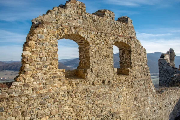 Ruinas Del Castillo Gótico Medieval Reviste Castillo Podzamcie Revistske Países — Foto de Stock
