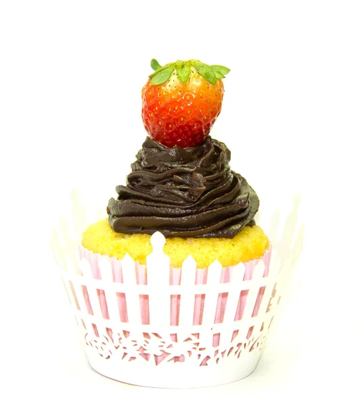 イチゴとチョコレートのカップケーキ ラッパー — ストック写真