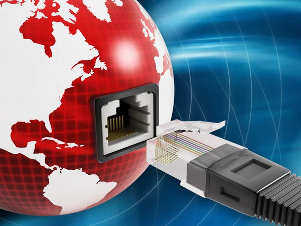 Global network with a network socket on the globe Royalty Free Stock Images