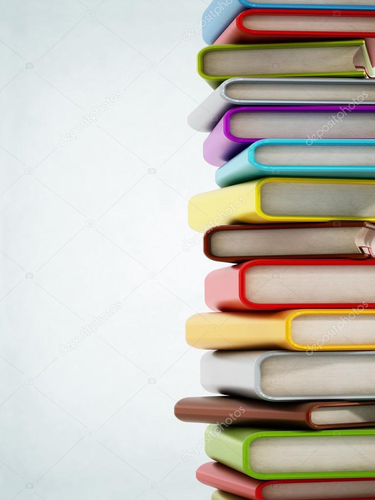 Colorful book stack with copyspace
