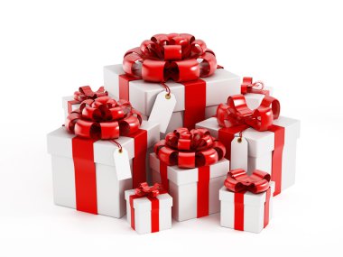 giftboxes üzerinde beyaz izole