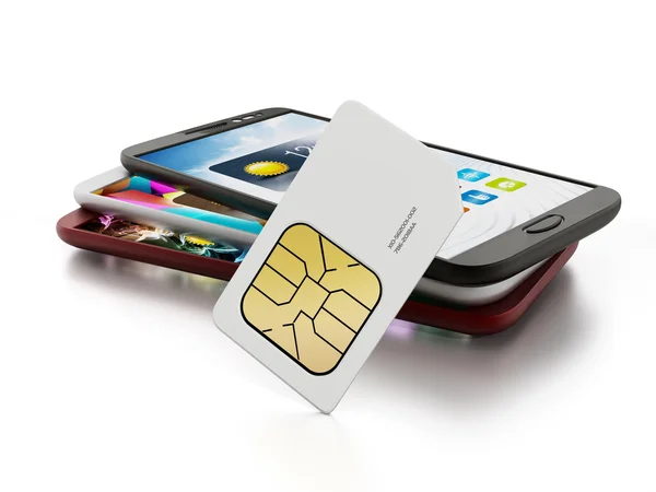 SIM-карта со смартфонами — стоковое фото