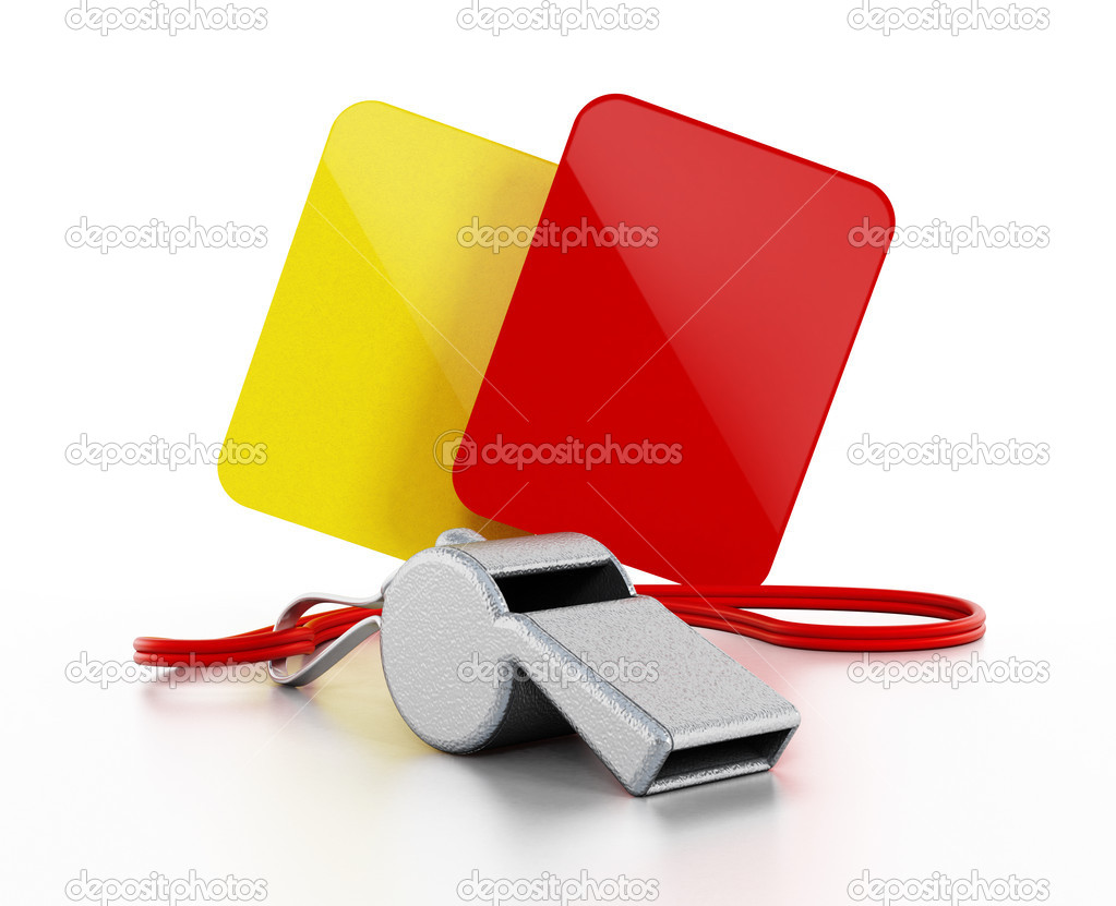 Referee whistle, yellow and red cards