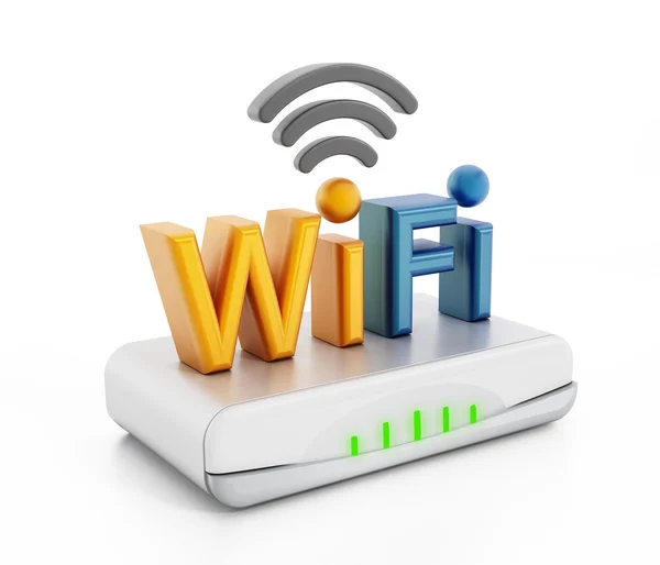 Wifi text on modem — Stock Photo, Image