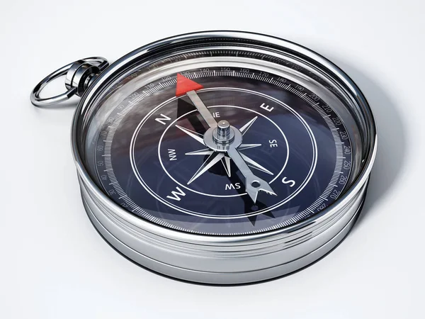 Klasický Kompas Černým Obrysem Izolovaný Bílém Pozadí Ilustrace — Stock fotografie