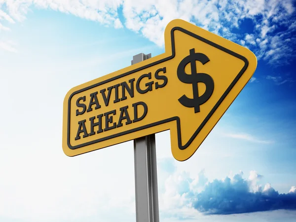 Savings ahead signboard — Stock Photo, Image