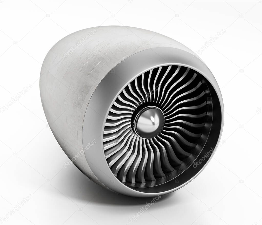 Jet engine isolated on white background. 3D illustration.