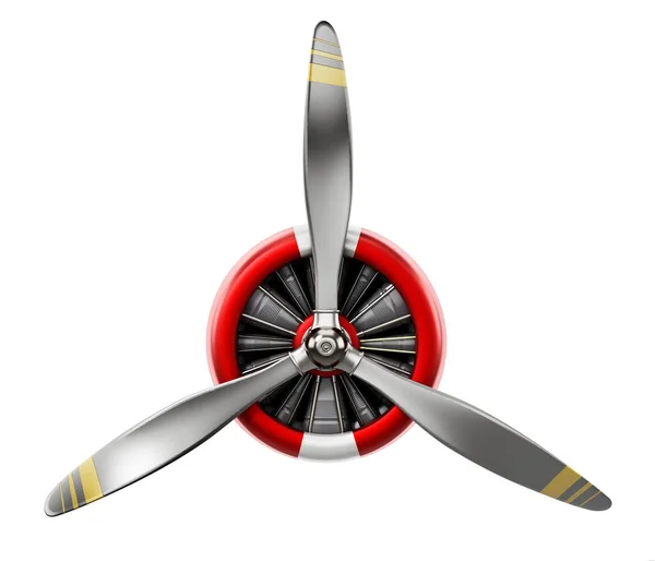 白を背景に分離されたヴィンテージ飛行機プロペラ 3Dイラスト — ストック写真