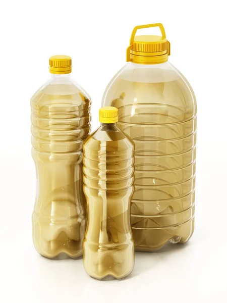Botellas Aceite Girasol Aisladas Sobre Fondo Blanco Ilustración —  Fotos de Stock