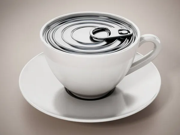 Tazza Caffè Con Coperchio Latta Concetto Del Caffè Fresco Illustrazione — Foto Stock