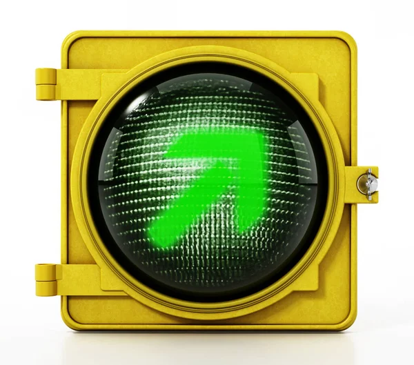 Right Turn Traffic Lamp Isolated Black Background Illustration — Stock Photo, Image