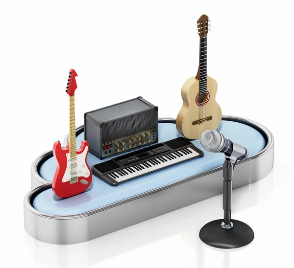 Instrumentos Música Forma Nuvem Isolados Fundo Branco Ilustração — Fotografia de Stock