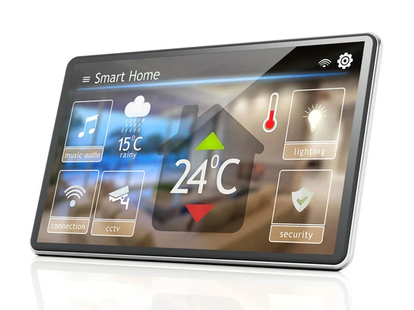 Tablet Mit Smart Home Steuerung Isoliert Auf Weißem Hintergrund Illustration — Stockfoto