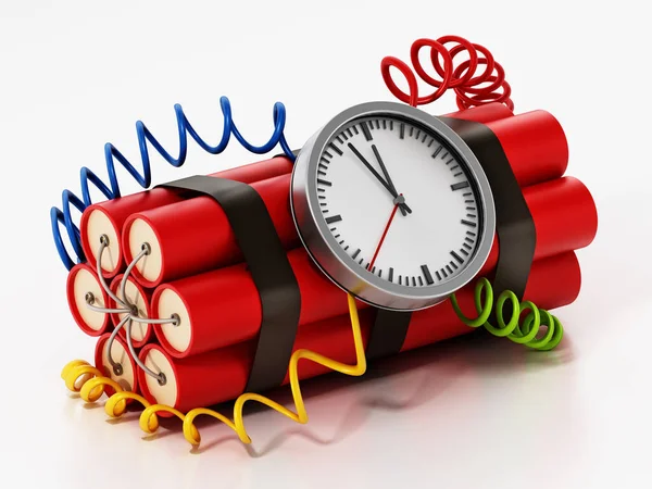 Dynamite Clock Pointing Few Minutes Clock Illustration — Stock Photo, Image