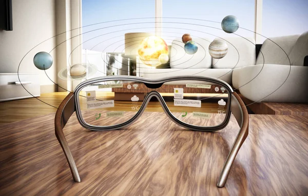 Gafas Realidad Aumentada Planetas Del Sistema Solar Habitación Ilustración —  Fotos de Stock