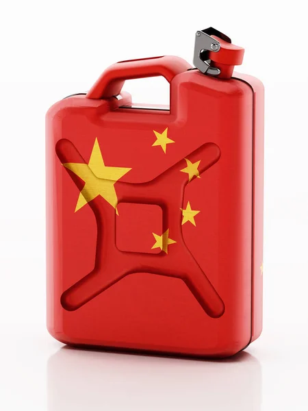 Gas Can Chinese Flag Isolated White Background Illustration — Stock Photo, Image