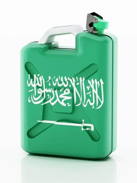 Gaskanister Mit Saudi Arabischer Flagge Isoliert Auf Weißem Hintergrund Illustration — Stockfoto