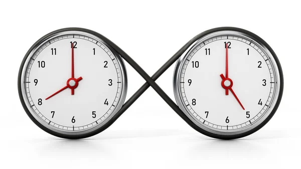 Clocks Pointing Clock Clock Reminiscent Infinity Symbol Isolated White Background — Fotografia de Stock