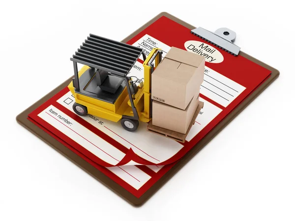 Forklift Delivery Document Clipboard Globe Illustration — Foto Stock