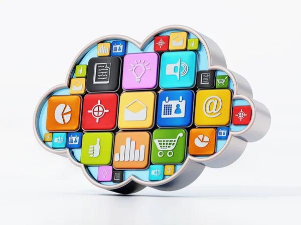 Generic Smartphone Apps Cloud Shape Illustration — Stockfoto