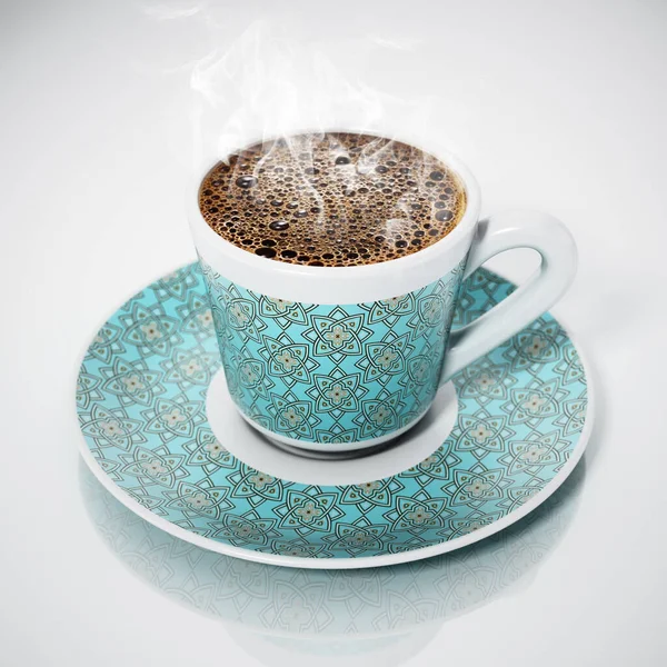 Caffè Turco Servito Una Tazza Porcellana Isolata Sfondo Bianco Illustrazione — Foto Stock