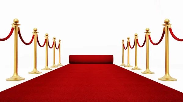 Red Carpet Velvet Ropes Isolated White Background Illustration — Stock Photo, Image