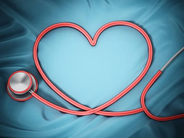 Stethoscope Heart Shaped Cord Standing Green Cloth Illustration — Stock Photo, Image