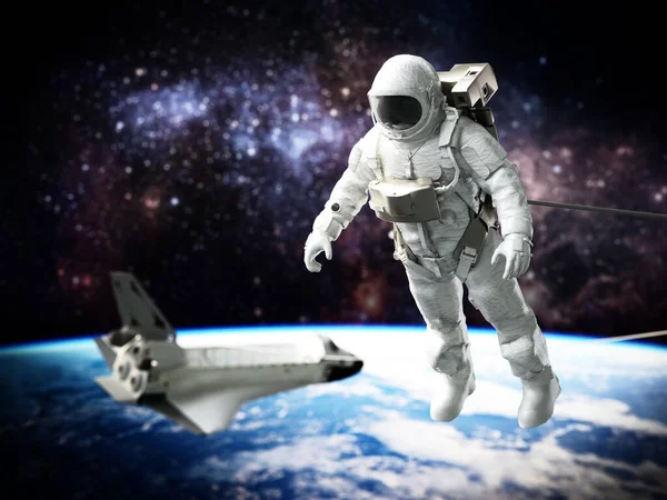 Spacewalking Astronaut View Earth Space Shuttle Background Illustration — Stock Photo, Image