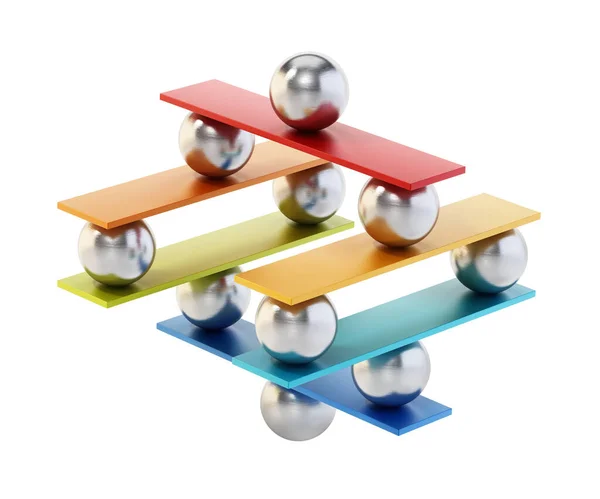Metal Spheres Boards Staying Balance Illustration — Stock Photo, Image