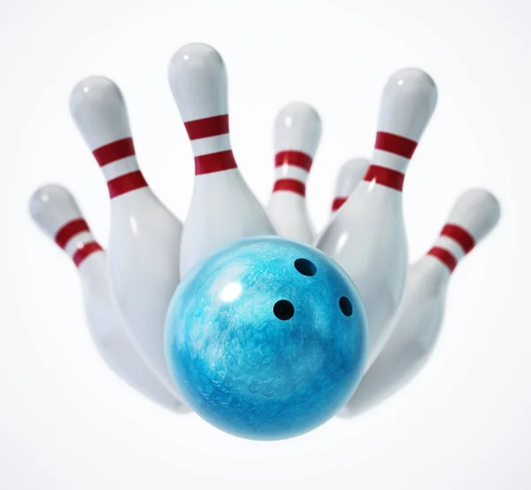 Bowling Golyó Csapok Elszigetelt Fehér Háttérrel Illusztráció — Stock Fotó