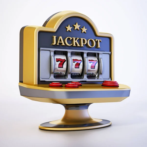 Slot Machine Met Drie Zeven Symbolen Jackpot Tekst Illustratie — Stockfoto