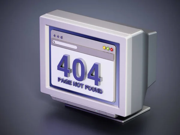 Ретро Монітор 404 Сторінкою Знайдено Коду Помилки Єднання Веб Сторінці — стокове фото