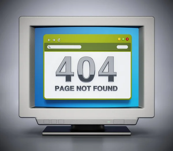 Retro Monitor 404 Page Found Connection Error Code Webpage Illustration — Stock Photo, Image