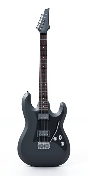 通用的黑色电吉他 白色背景隔离 3D插图 — 图库照片