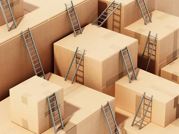 Cajas Carga Conectadas Con Escaleras Ilustración — Foto de Stock