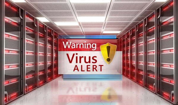 Messaggio Avviso Virus Pop Tra Server Rete Fila Illustrazione — Foto Stock