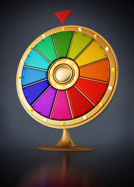Multibarevné Prize Wheel Izolované Černém Pozadí Ilustrace — Stock fotografie