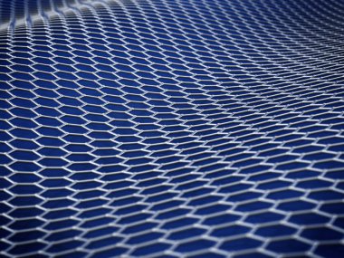 Nano madde arka planı bal peteği şekillerinden oluşuyor. 3B illüstrasyon.