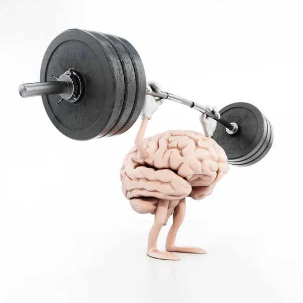 Brain Lifting Barbell Weights Mental Training Concept Illustration — Stock Photo, Image