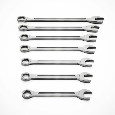 Beyaz arkaplanda izole edilmiş anahtarlar. 3B illüstrasyon.