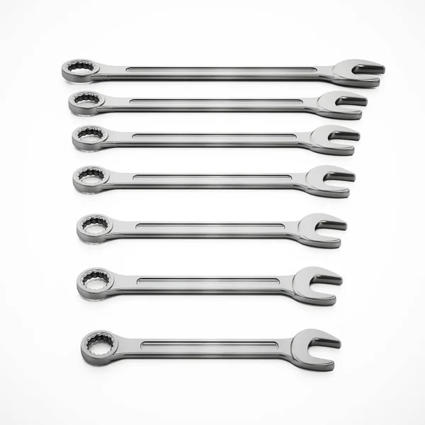 Set Wrenches Isolated White Background Illustration — Stock Photo, Image