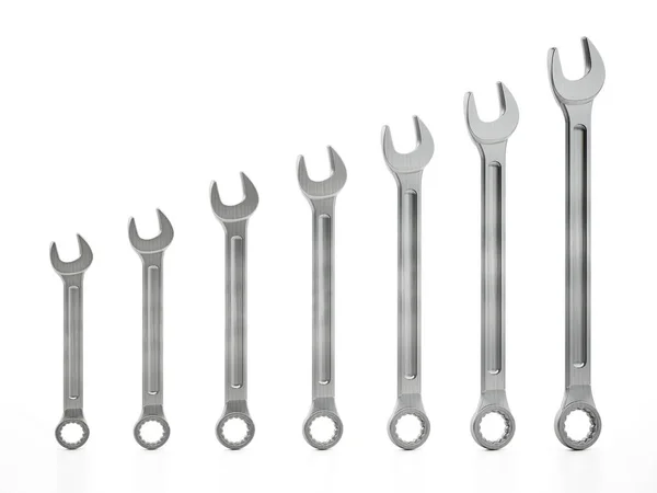 Set Wrenches Isolated White Background Illustration — 스톡 사진