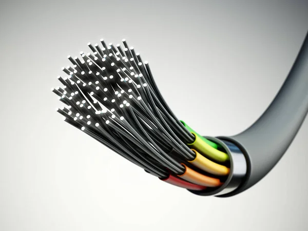 Fiber Optisk Kabel Isolerad Grå Bakgrund Illustration — Stockfoto