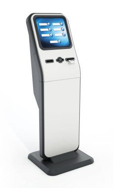 Bilet gişesi beyaz arka planda izole edilmiş. 3B illüstrasyon.