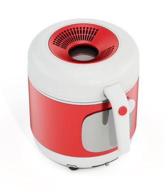 Düşük yağlı fritöz beyaz arka planda izole edilmiş. 3B illüstrasyon.