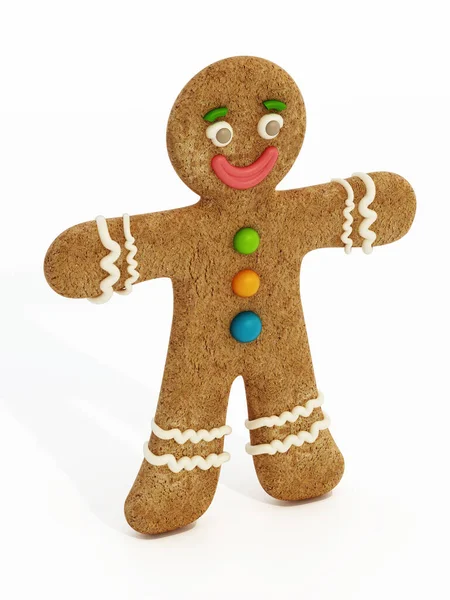 Gingerbread Cookie Man Isolated White Illustration — Stock Photo, Image