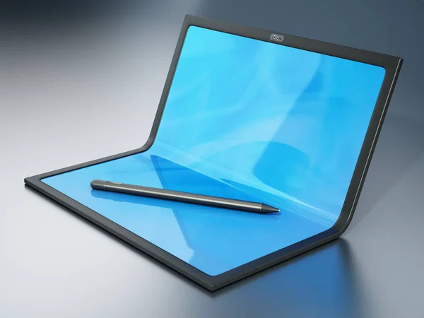 Computer Tablet Con Schermo Pieghevole Penna Illustrazione — Foto Stock