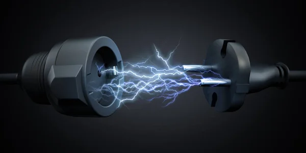 Blitze Zwischen Stecker Und Steckdose Elektrisches Energiekonzept Illustration — Stockfoto