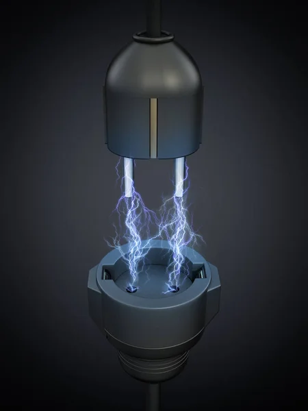 Fulmini Tra Spina Elettrica Presa Corrente Concetto Energia Elettrica Illustrazione — Foto Stock